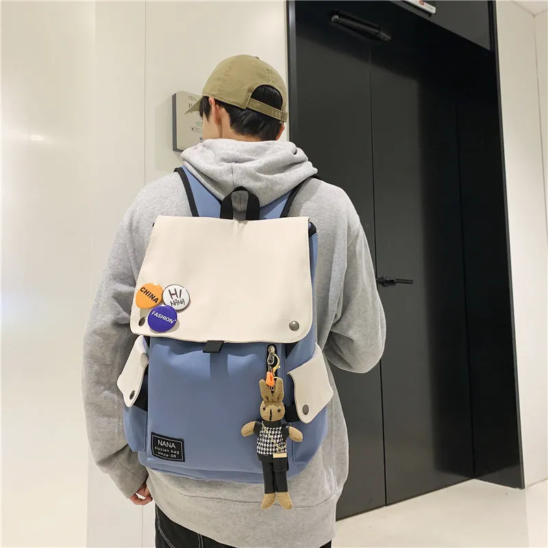 Women's & Men's & Contrast Color Large Capacity Junior High Backpacks