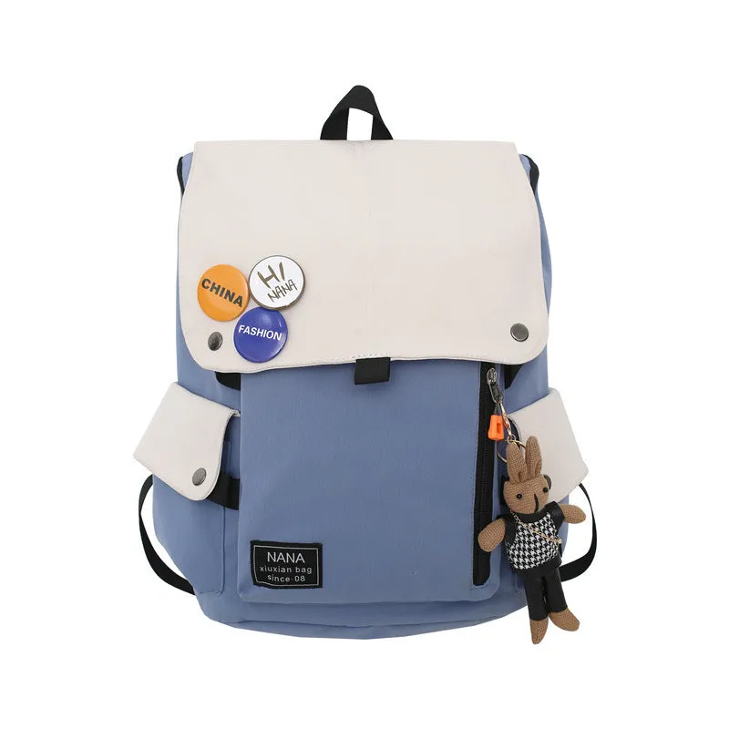 Women's & Men's & Contrast Color Large Capacity Junior High Backpacks