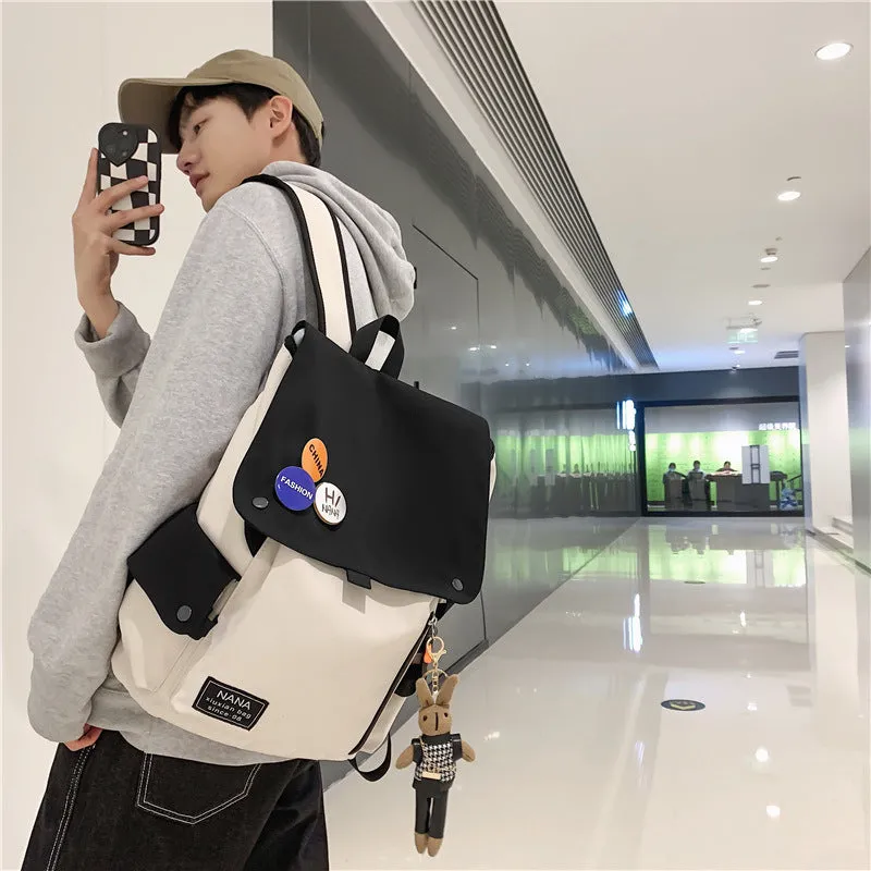 Women's & Men's & Contrast Color Large Capacity Junior High Backpacks