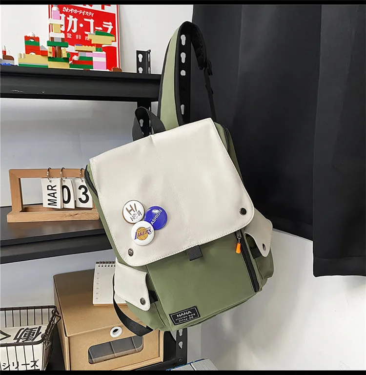 Women's & Men's & Contrast Color Large Capacity Junior High Backpacks