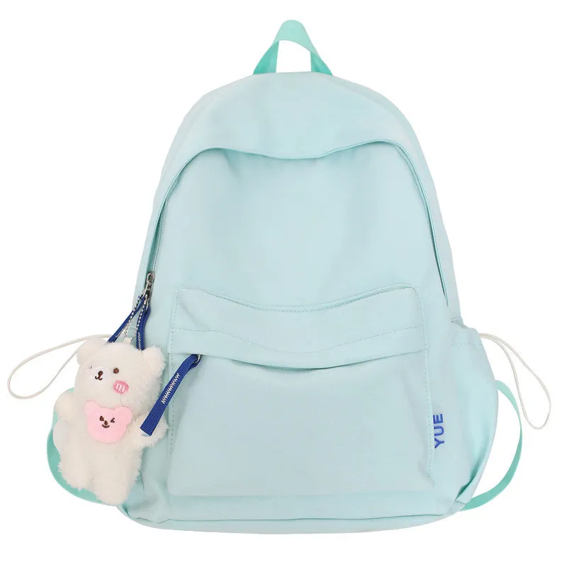 Women's & Men's & Korean Style Solid Color Nylon Backpacks