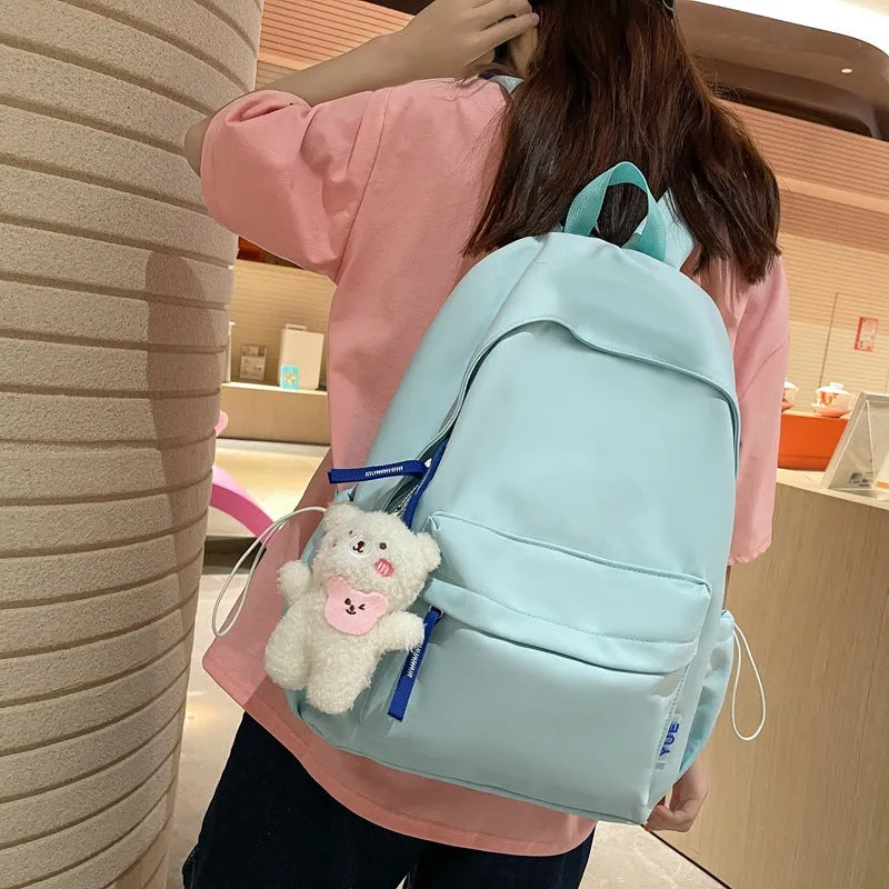 Women's & Men's & Korean Style Solid Color Nylon Backpacks
