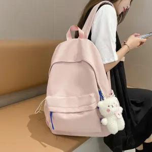 Women's & Men's & Korean Style Solid Color Nylon Backpacks