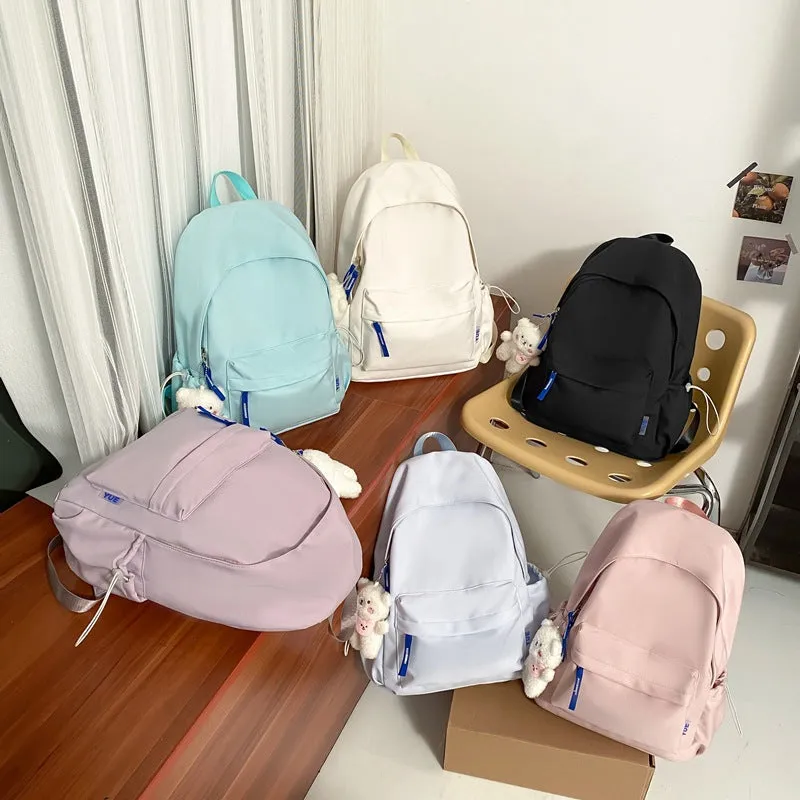 Women's & Men's & Korean Style Solid Color Nylon Backpacks