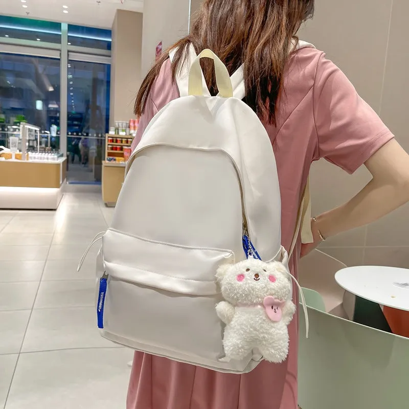 Women's & Men's & Korean Style Solid Color Nylon Backpacks