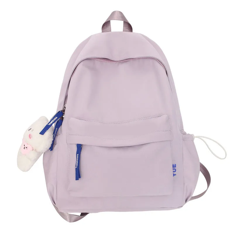 Women's & Men's & Korean Style Solid Color Nylon Backpacks