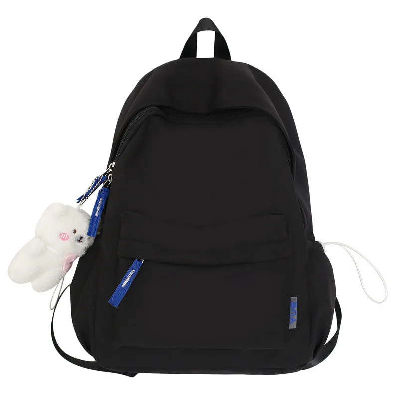 Women's & Men's & Korean Style Solid Color Nylon Backpacks