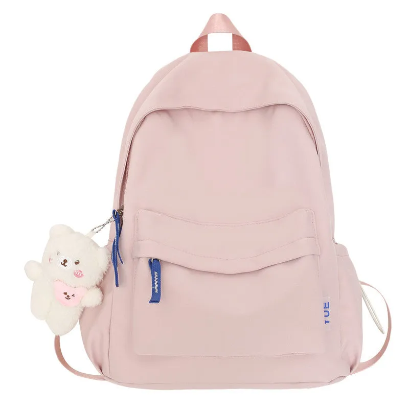 Women's & Men's & Korean Style Solid Color Nylon Backpacks