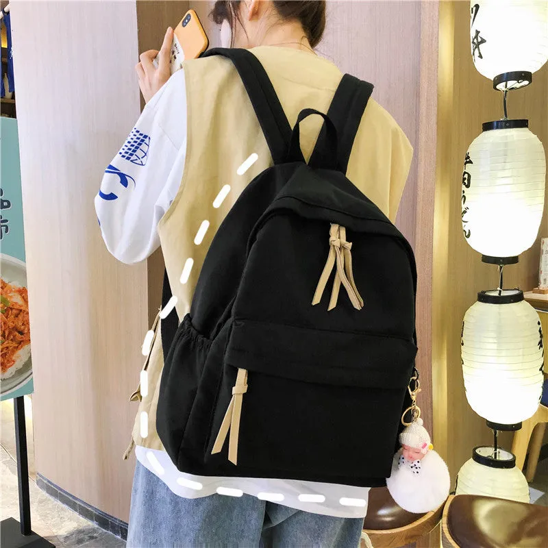 Women's & Men's Korean Style Simple Fashion Solid Color Backpacks