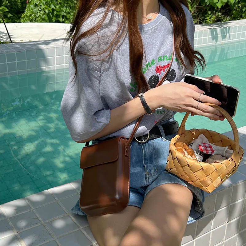 Women's & Men's Vertical Change And Mobile Simple Box Retro High Crossbody Bags